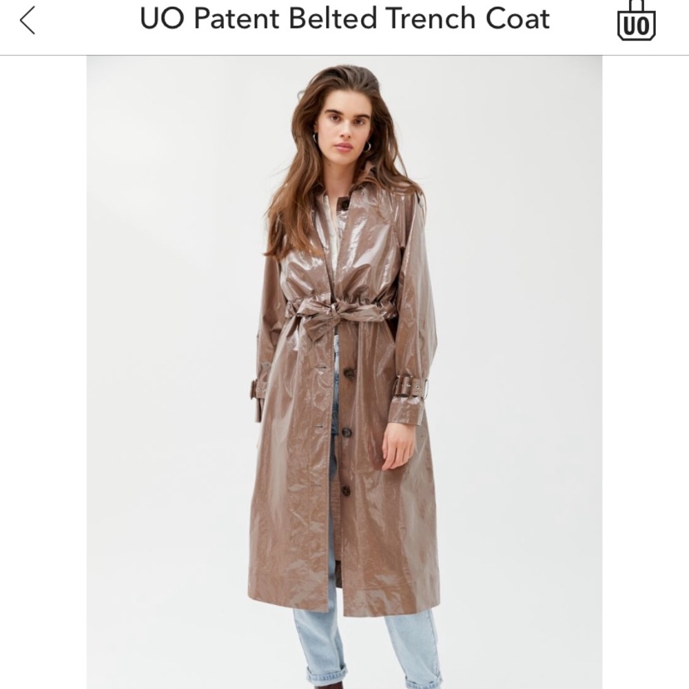 BRAND NEW Urban Outfitters Patent Belted Trench